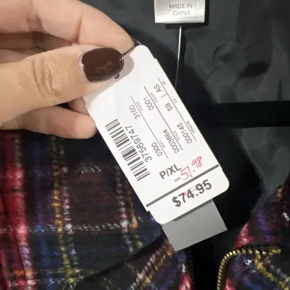 Christopher & Banks Wool Blend Plaid Fleece Full Zip Jacket Women Petite XL New - Picture 4 of 10